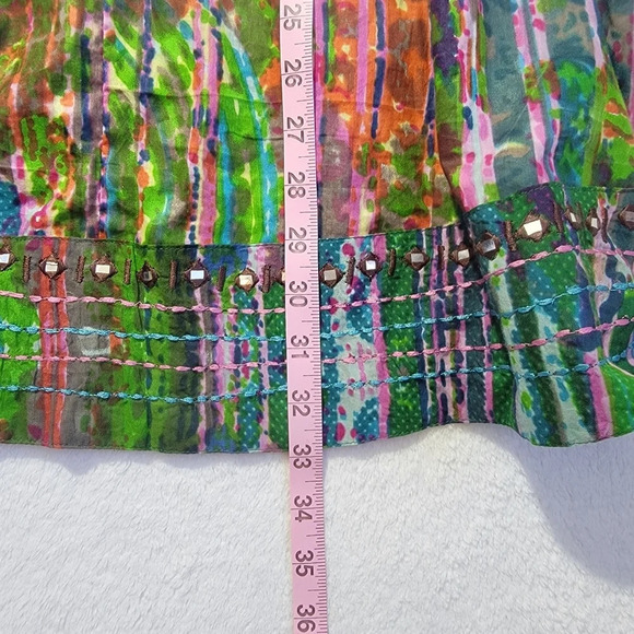 Soft Surroundings Mosaic Tunic Artsy Embroidery Tie Dye Jade Multi Womens Sz S - Picture 11 of 12